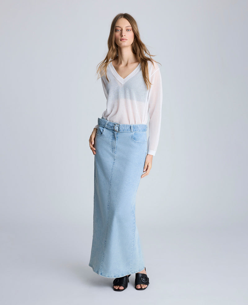 kenneth cole Fly Front Belted Maxi Skirt