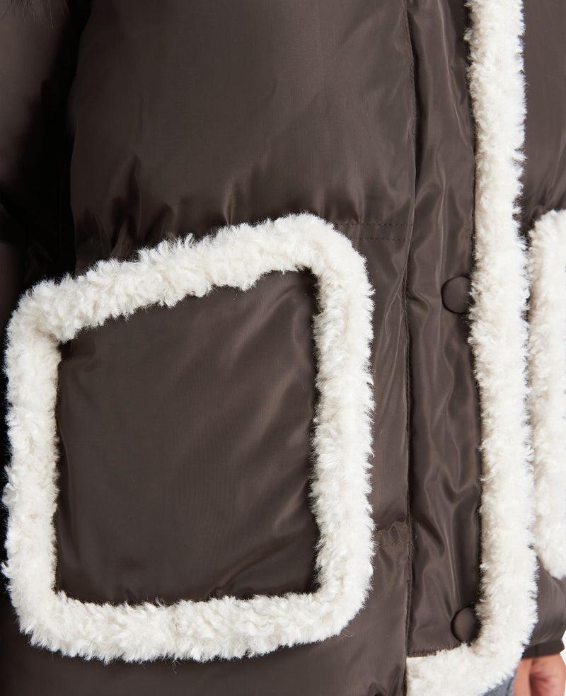 Kenneth Cole Hooded Puffer Jacket With Sherpa-Trim