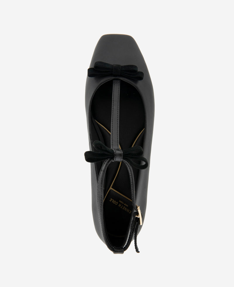 Kenneth Cole Juliet Leather Bow T-Strap Flat
