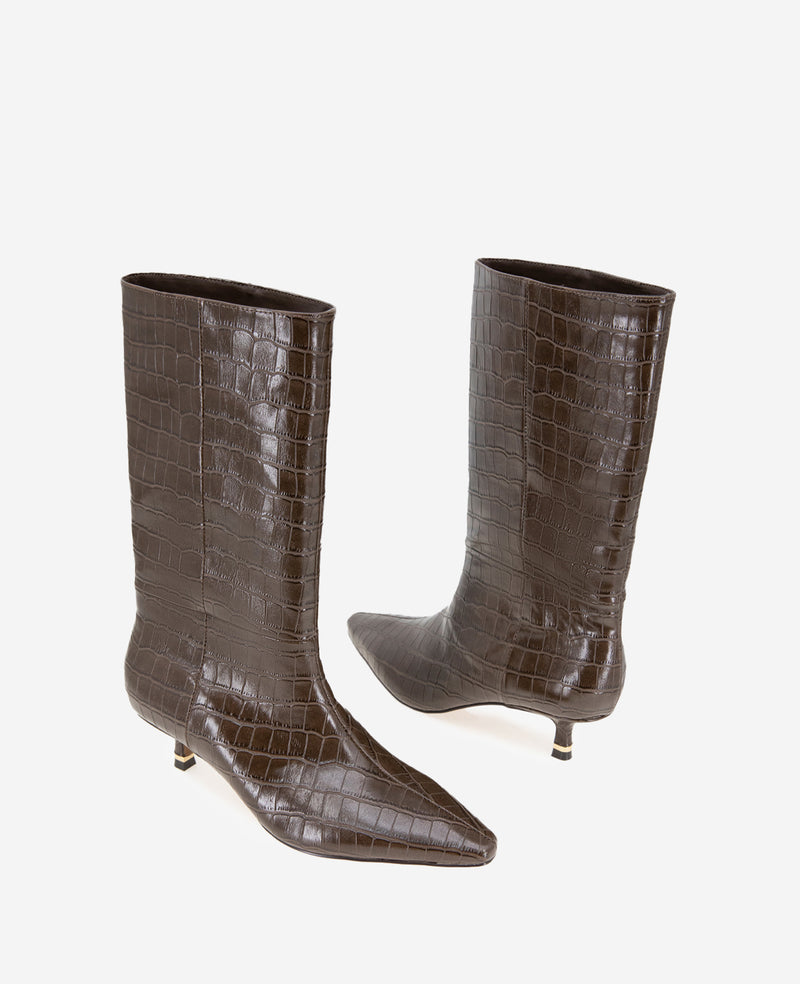 Kenneth Cole Meryl Leather Croco Bootie
