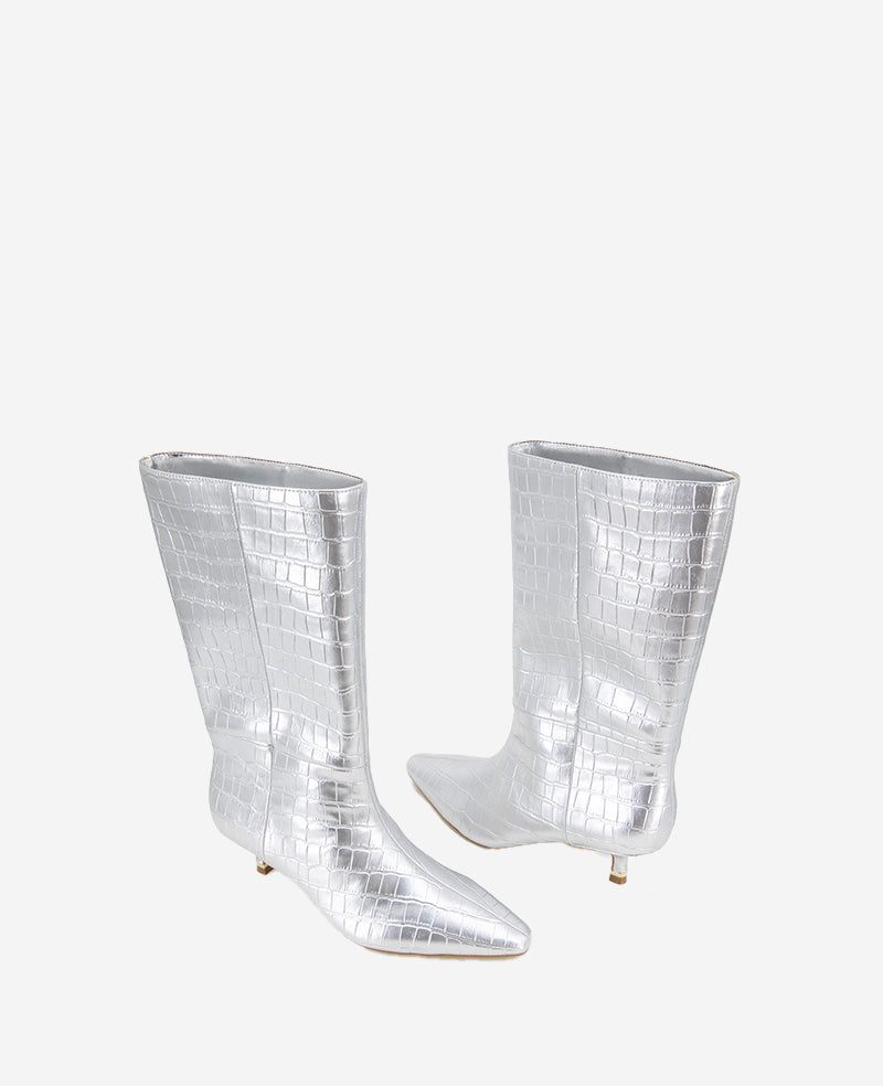 Kenneth Cole Meryl Leather Metallic Croco Bootie