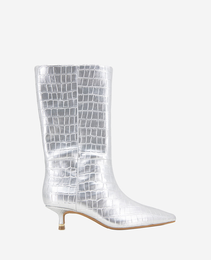 kenneth cole Meryl Leather Metallic Croco Bootie