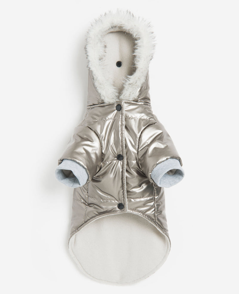 Kenneth Cole Metallic Hooded Puffer Dog Coat
