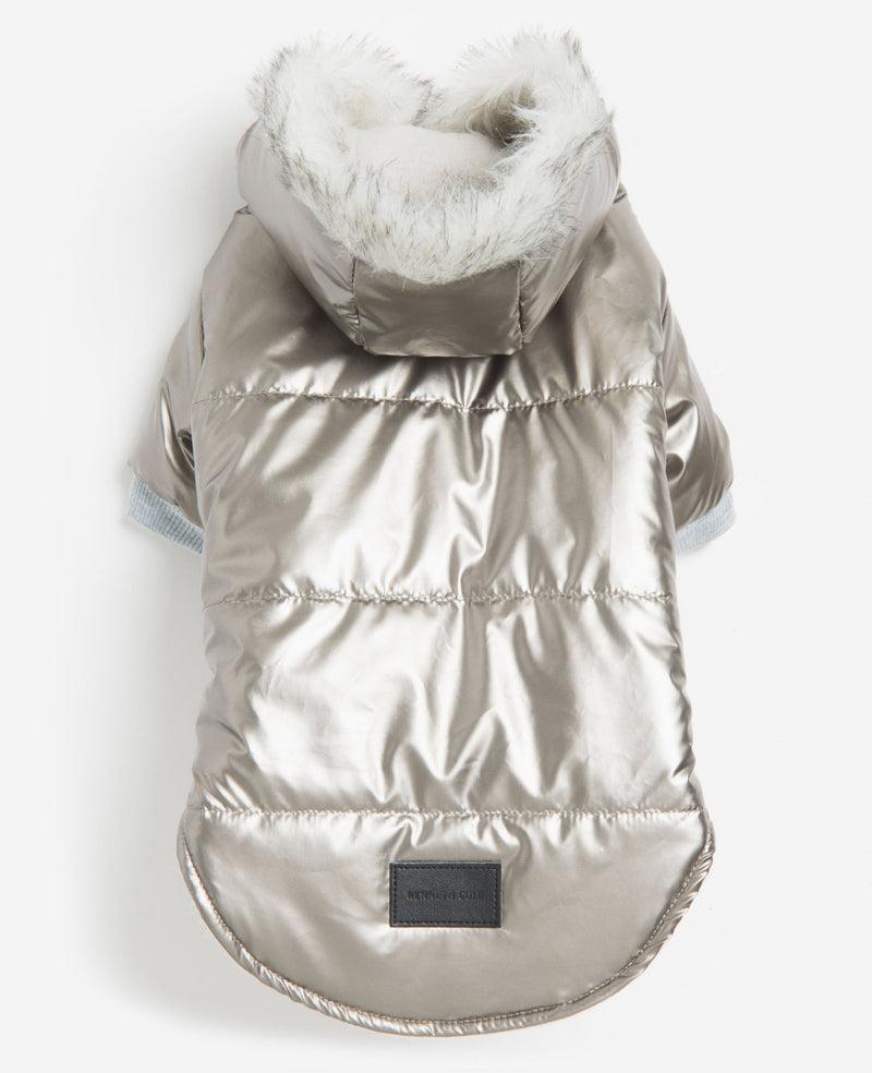 Kenneth Cole Metallic Hooded Puffer Dog Coat