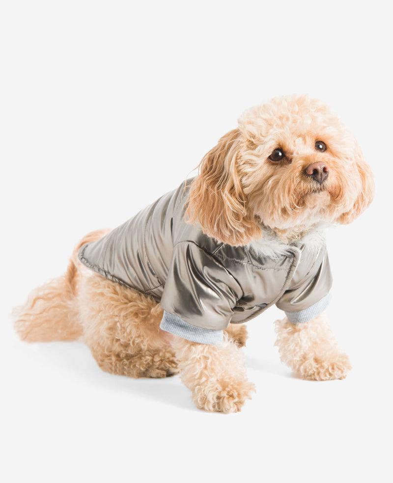 kenneth cole Metallic Hooded Puffer Dog Coat