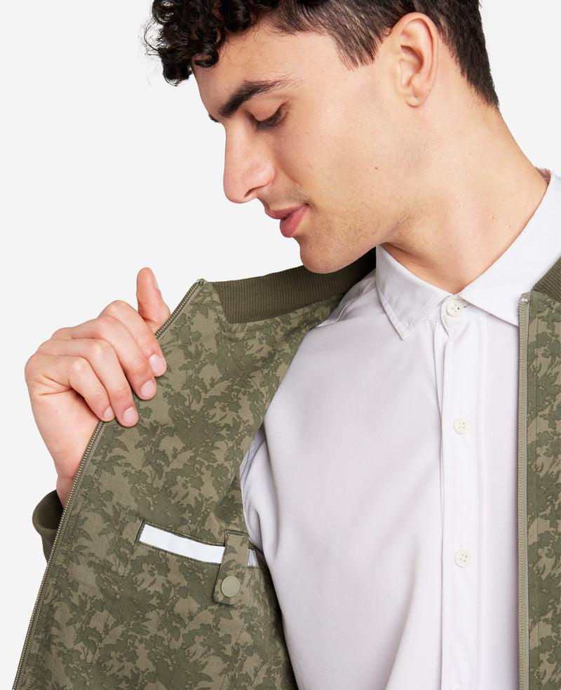 Kenneth Cole Printed Water-Resistant Bomber Jacket