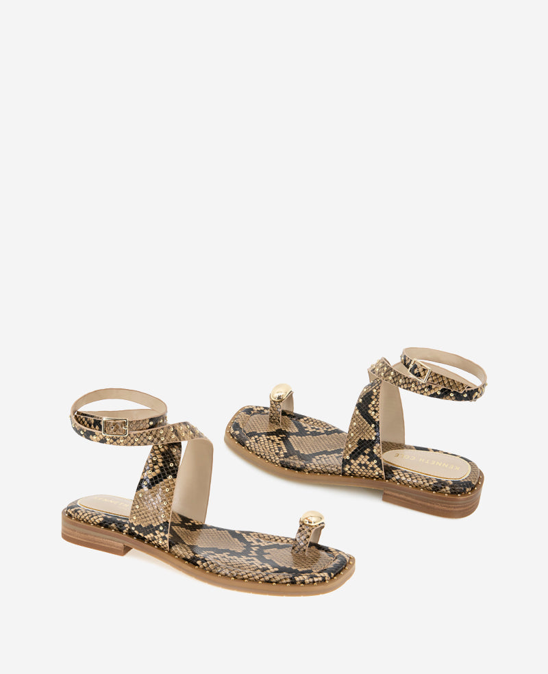 Kenneth Cole Raven Snake Print Studded Sandal