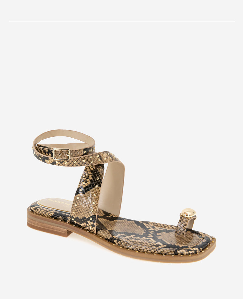 Kenneth Cole Raven Snake Print Studded Sandal