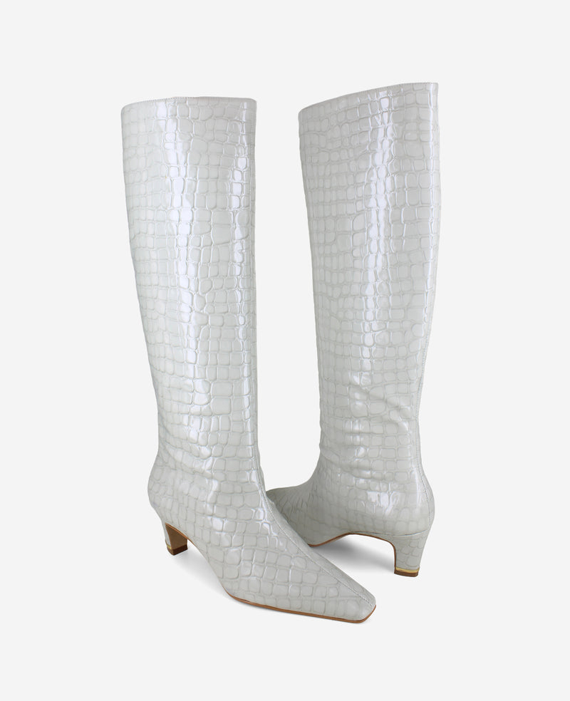 kenneth Cole Rubia Croco Patent Tall Heel Boot