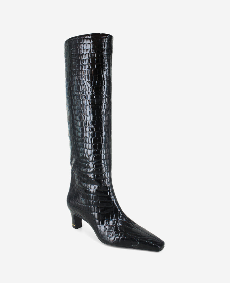 Kenneth Cole Rubia Croco Patent Tall Heel Boot