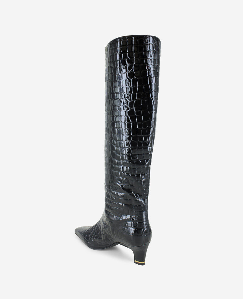 Kenneth Cole Rubia Croco Patent Tall Heel Boot