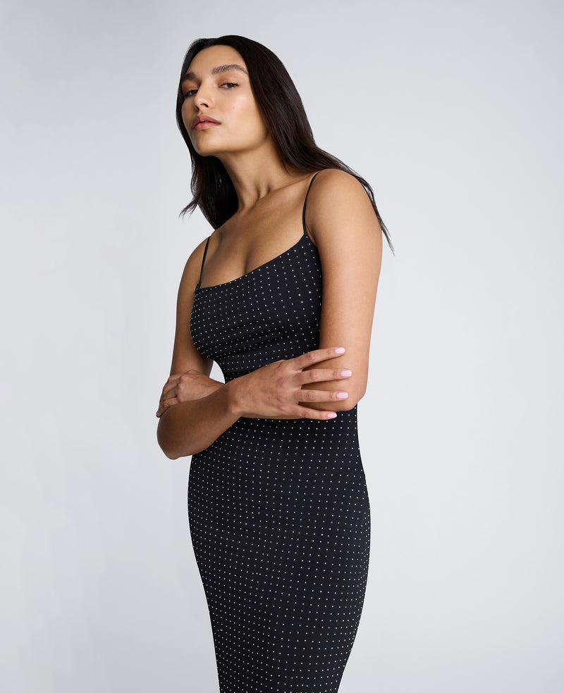 Kenneth Cole Silver Stud Heat Set Slip Maxi Dress