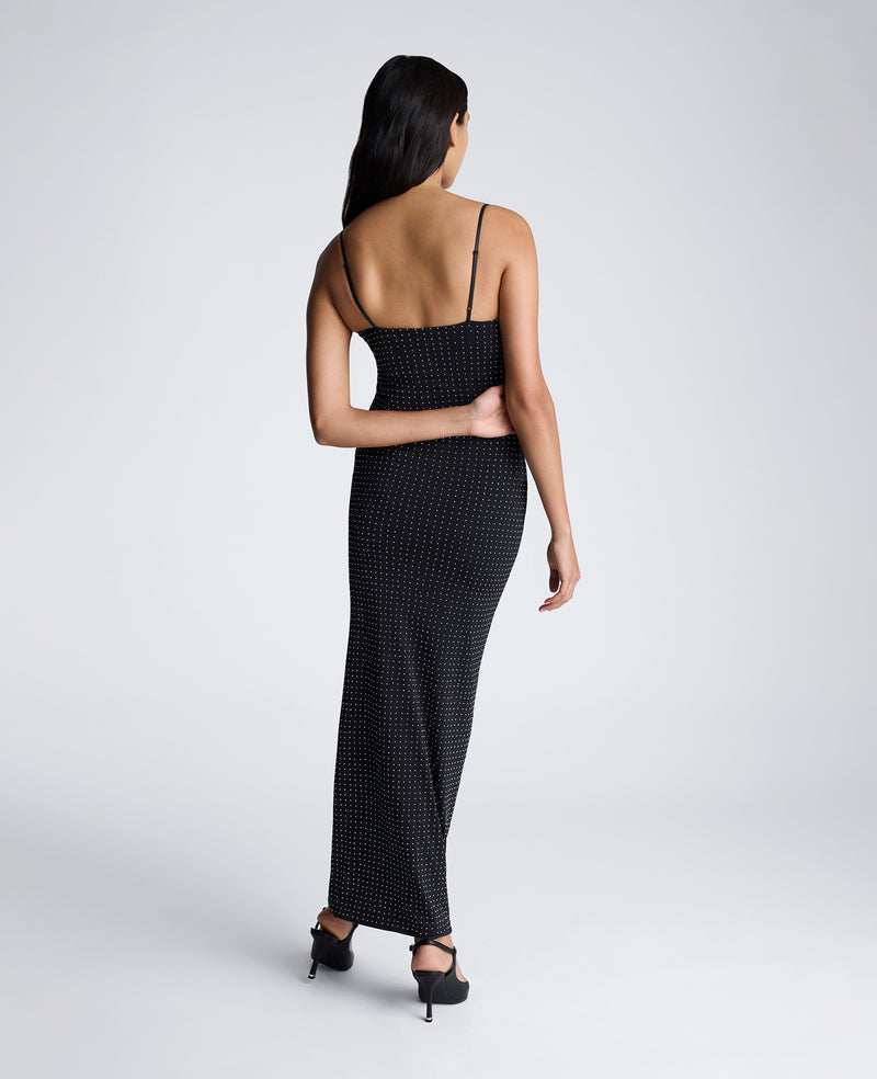 Kenneth Cole Silver Stud Heat Set Slip Maxi Dress