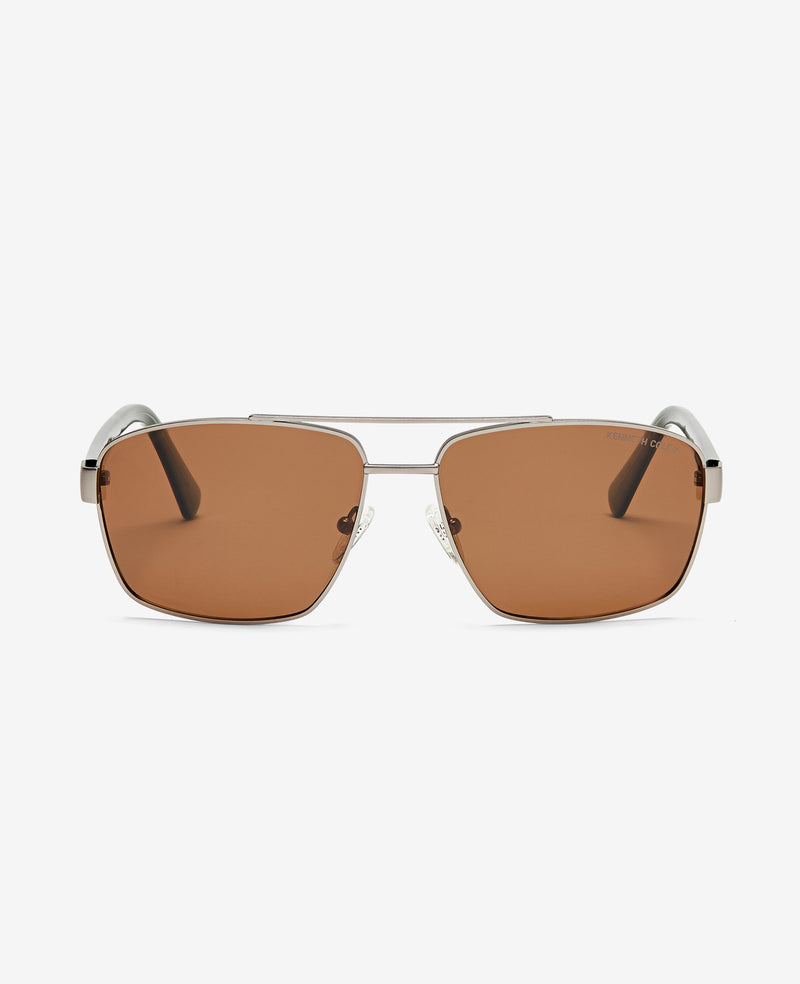 Kenneth Cole Square Metal Navigator Sunglasses