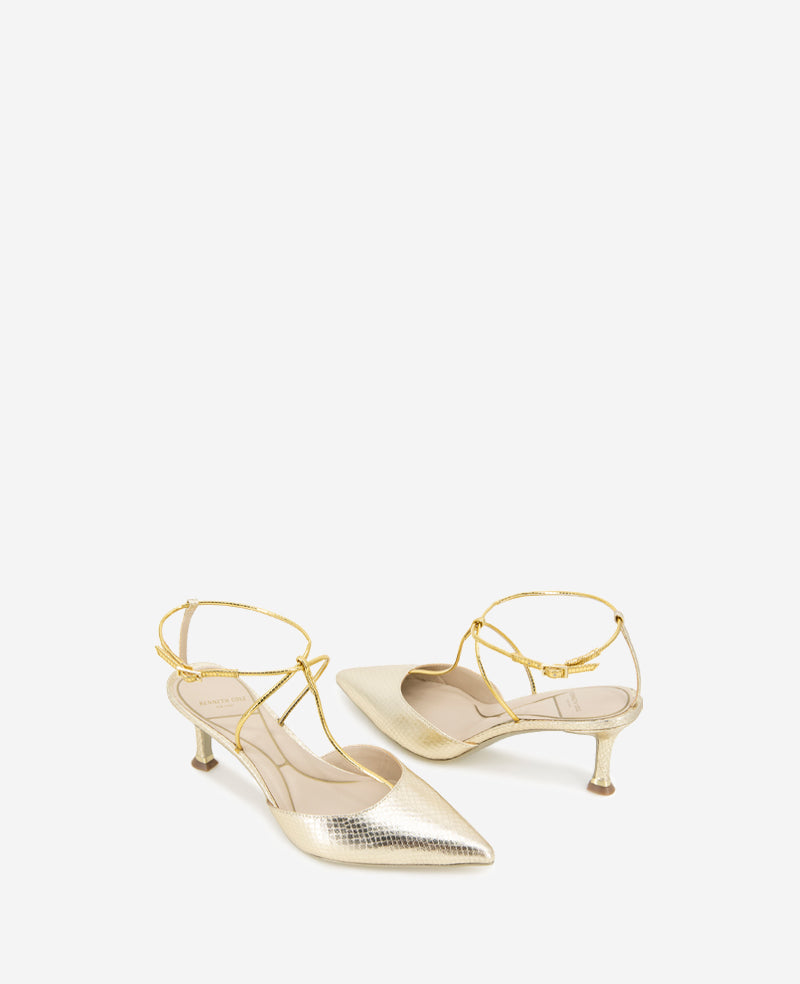 Kenneth Cole Umi T-Strap Metallic Heel