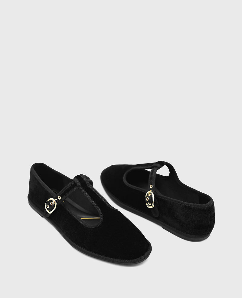 Kenneth Cole Verona Velvet T-Strap Mary Jane Flat
