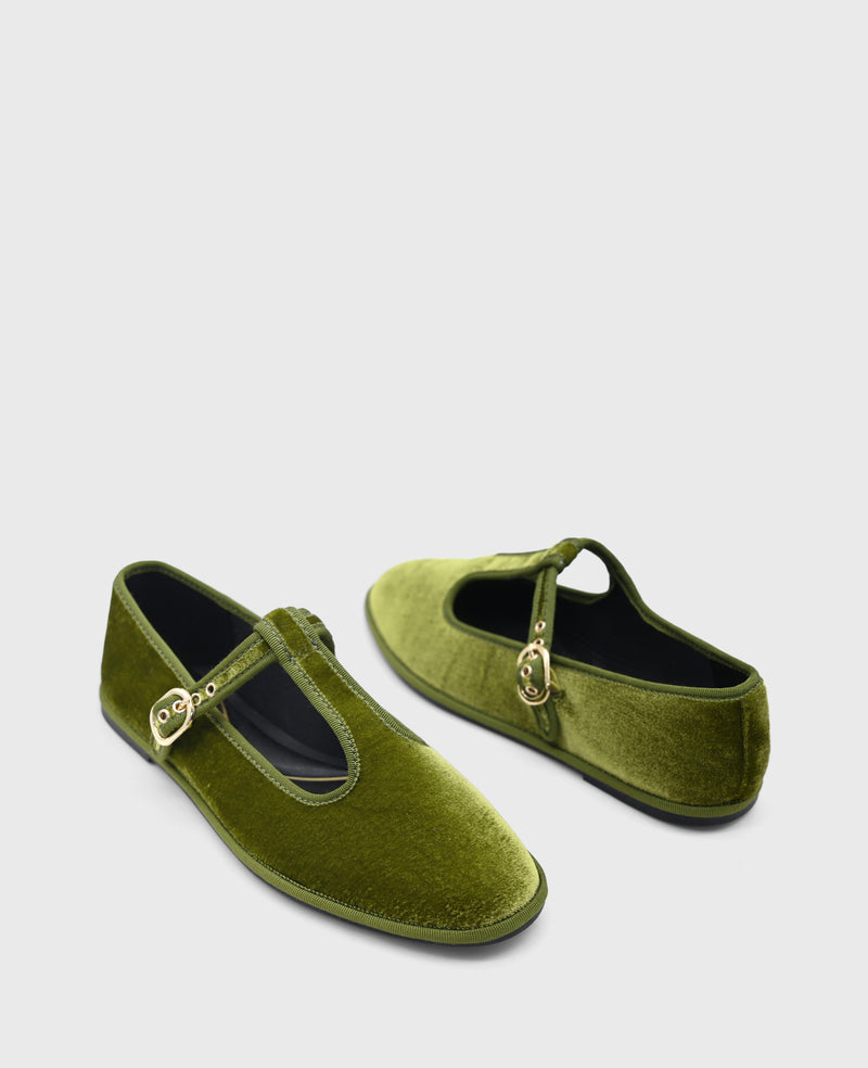 Kenneth Cole Verona Velvet T-Strap Mary Jane Flat
