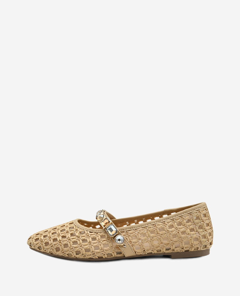 Kenneth Cole Zeta Raffia Jewel Mary Jane Flat