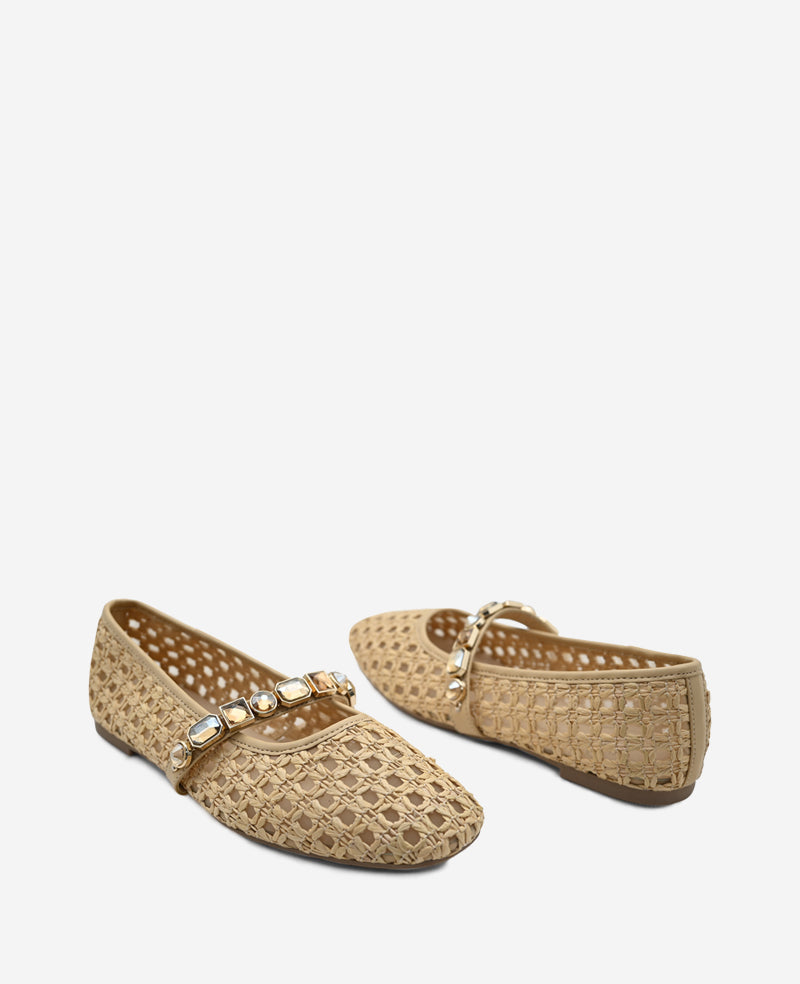 Kenneth Cole Zeta Raffia Jewel Mary Jane Flat