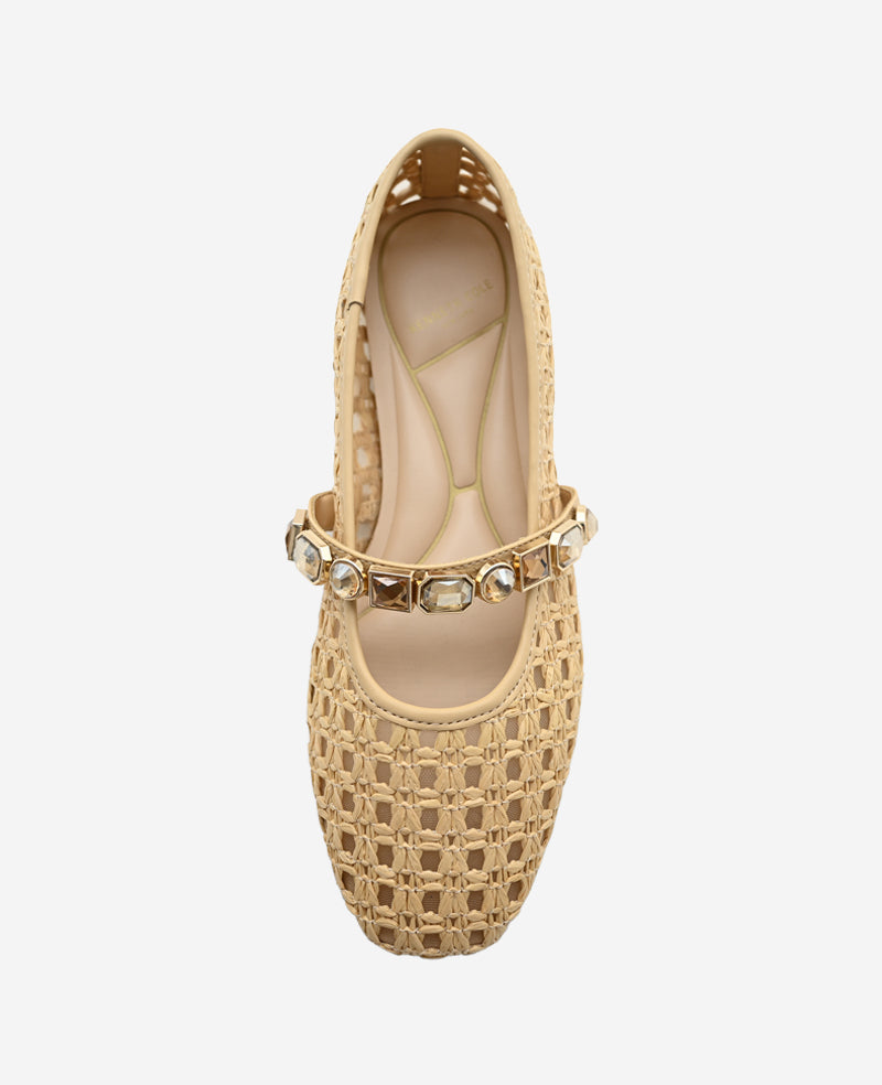 Kenneth Cole Zeta Raffia Jewel Mary Jane Flat