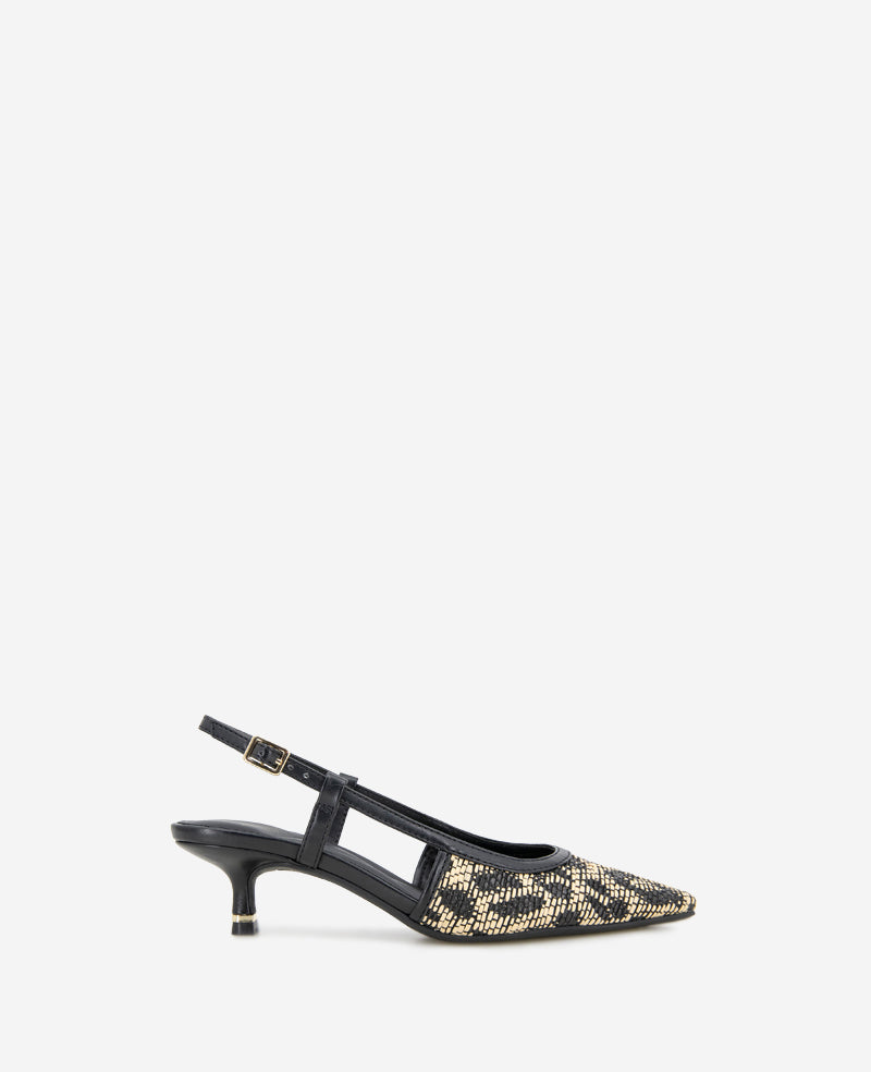 kenneth cole Martha Leopard Raffia Kitten Heel Slingback