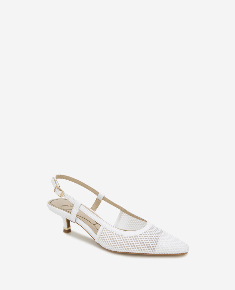 Kenneth Cole Martha Mesh Cap Toe Kitten Heel Slingback