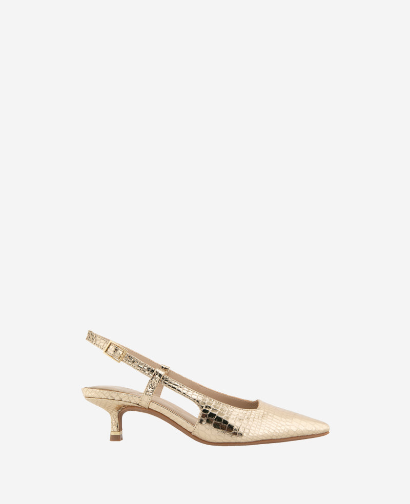 kenneth cole Martha Metallic Croco Slingback Kitten Heel