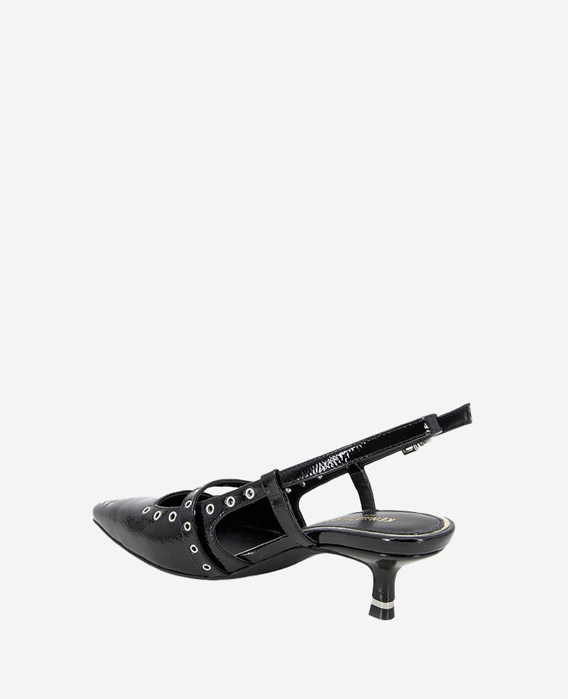 Kenneth Cole Martha Patent Eyelet Slingback Kitten Heel
