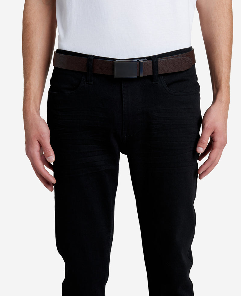 kenneth cole Men's TECHNI-COLE Plaque Buckle Track Lock Belt