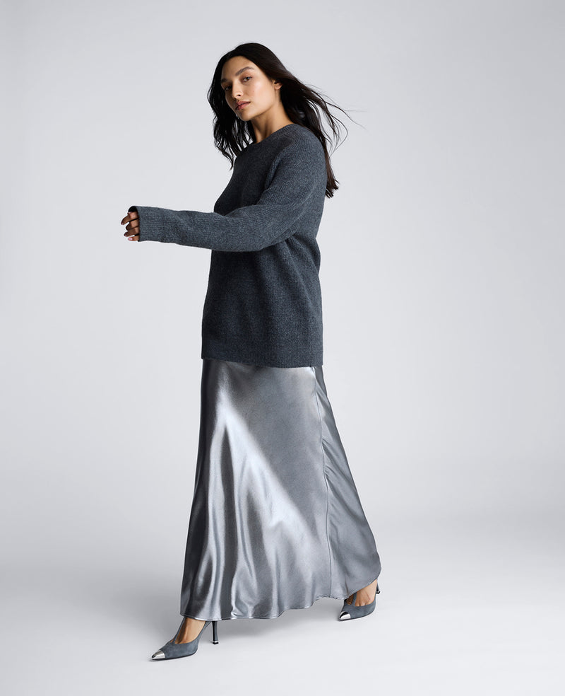 Kenneth Cole Metallic Foil Pull On Bias Flared Maxi Skirt