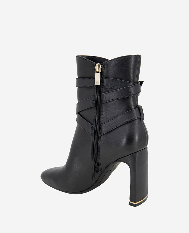 Kenneth Cole Nellie Leather Buckle Heel Ankle Bootie