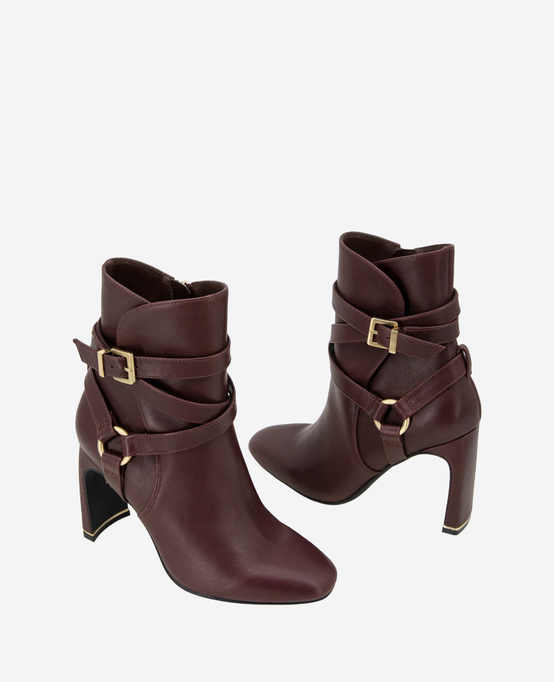 Kenneth Cole Nellie Leather Buckle Heel Ankle Bootie