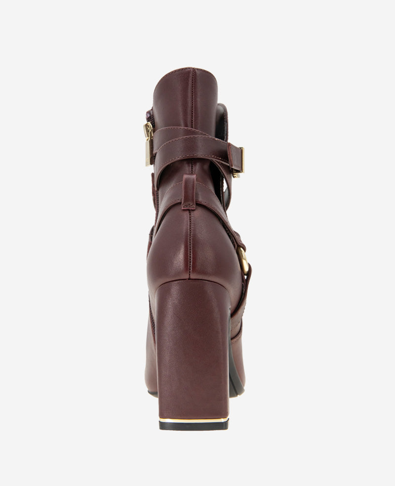 Kenneth Cole Nellie Leather Buckle Heel Ankle Bootie