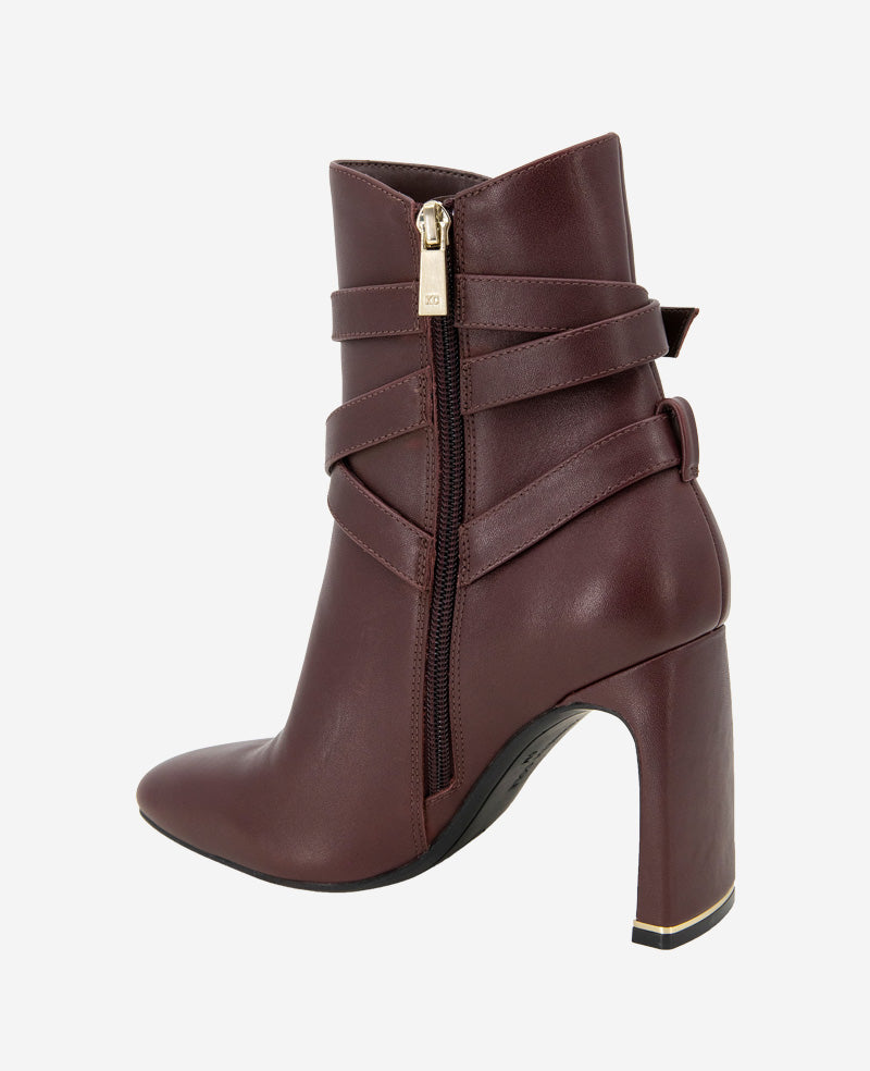 Kenneth Cole Nellie Leather Buckle Heel Ankle Bootie