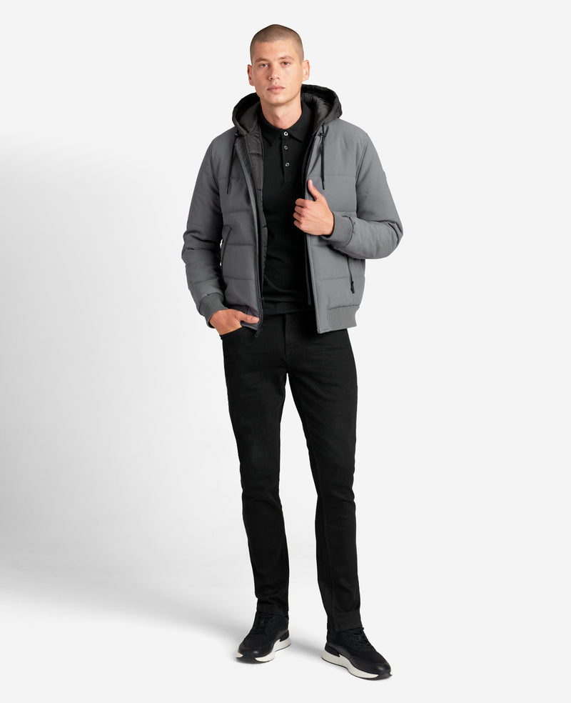 Kenneth Cole Oxford Detachable Hooded Bomber Jacket