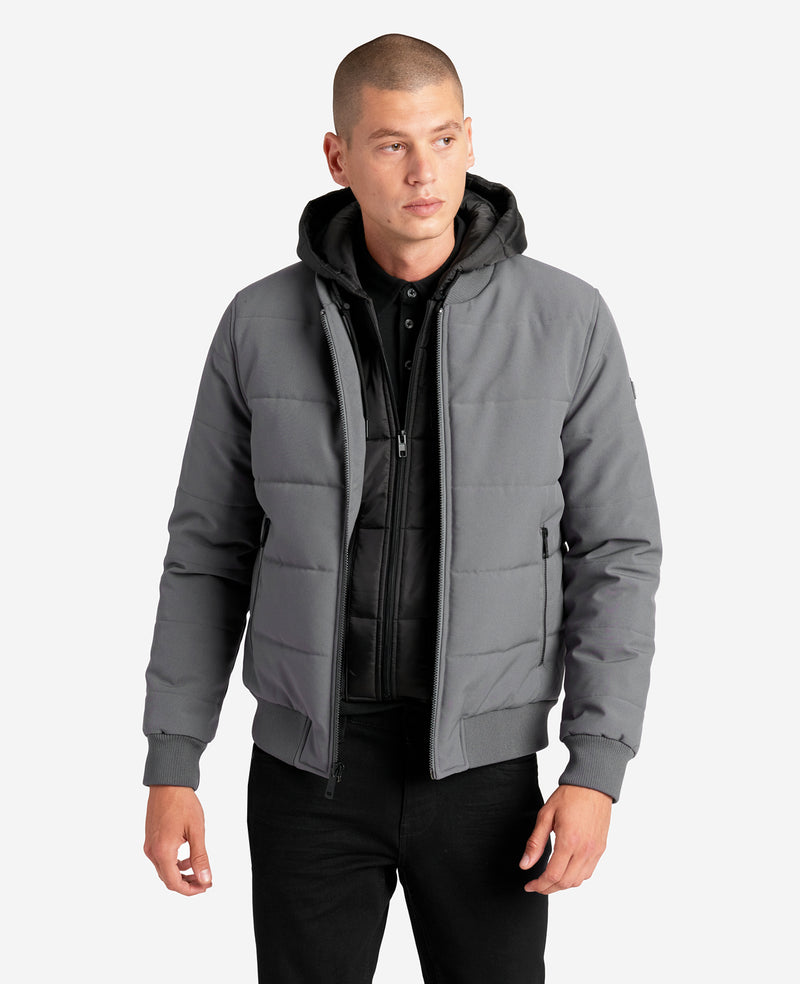 Kenneth Cole Oxford Detachable Hooded Bomber Jacket