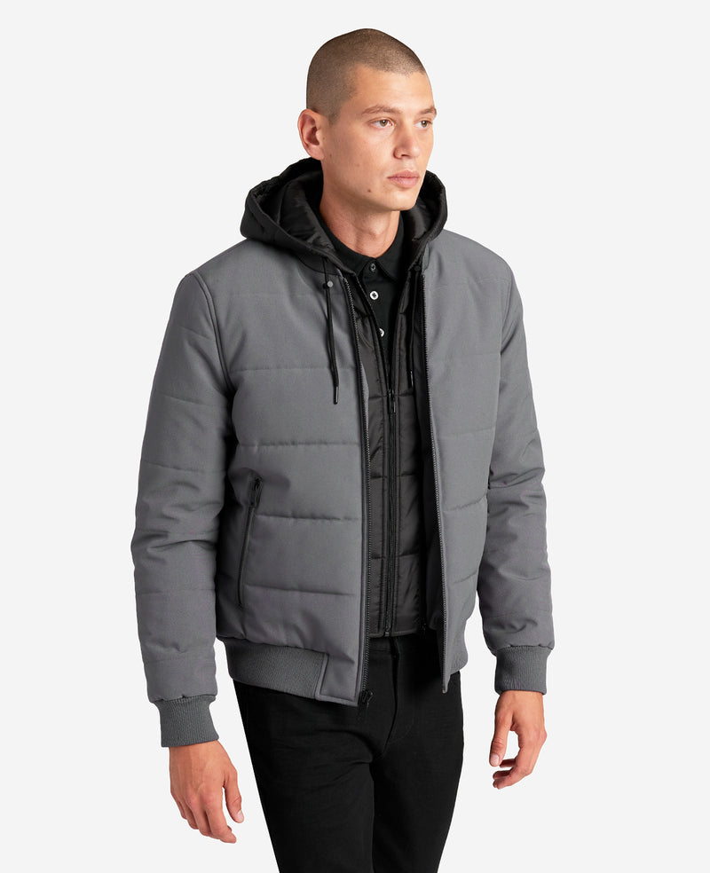 kenneth cole Oxford Detachable Hooded Bomber Jacket
