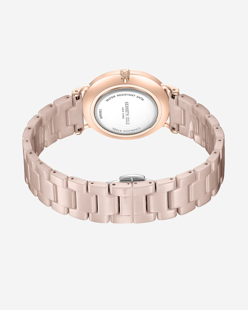 Kenneth Cole Patterned Pearl Ceramic Bracelet Watch