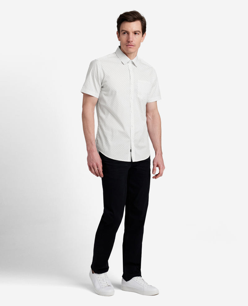 Kenneth Cole Printed Short Sleeve Pocket Button-Down Shirt