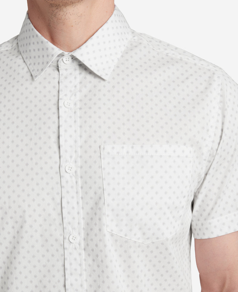 Kenneth Cole Printed Short Sleeve Pocket Button-Down Shirt
