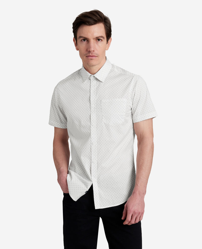 Kenneth Cole Printed Short Sleeve Pocket Button-Down Shirt
