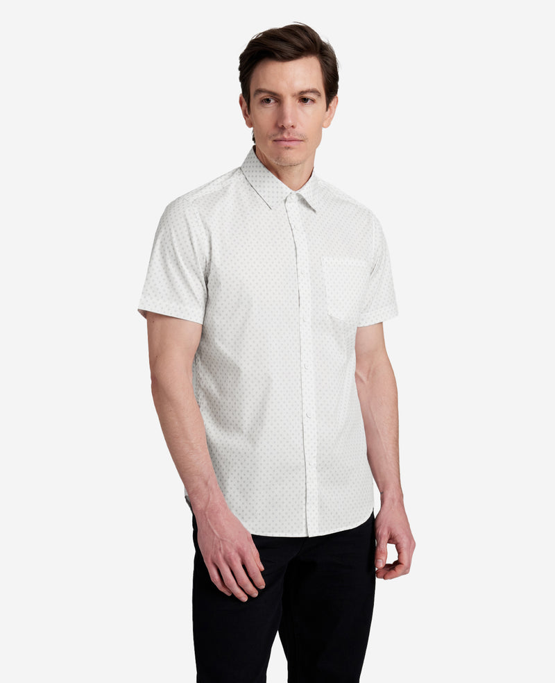 kenneth cole Printed Short Sleeve Pocket Button-Down Shirt