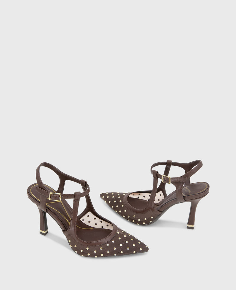 Kenneth Cole Romi Mesh Micro Stud Ankle Slingback Heel