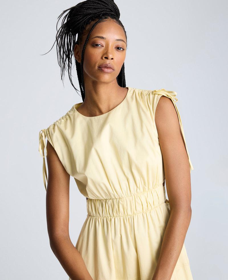 Kenneth Cole Rouched Waist Midi Dress With Tie Shoulders