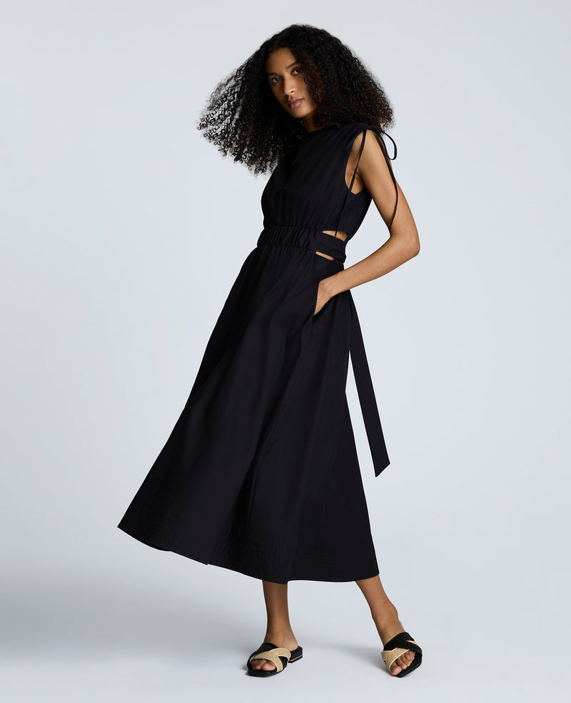 kenneth cole Rouched Waist Midi Dress with Tie Shoulders