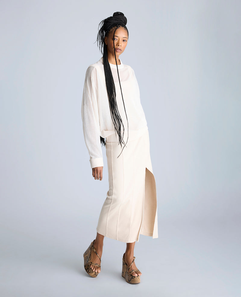 Kenneth Cole Seam Detailed Knit Midi Dress With Front Slit