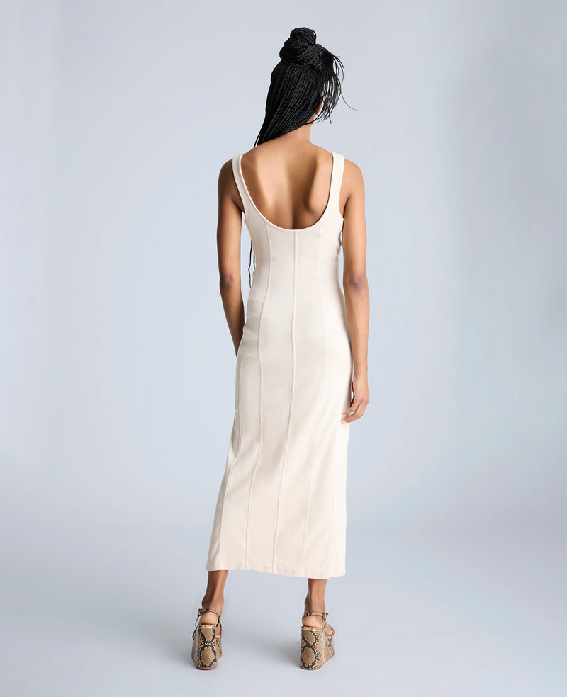 Kenneth Cole Seam Detailed Knit Midi Dress With Front Slit