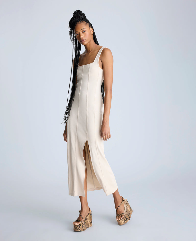 kenneth cole Seam Detailed Knit Midi Dress with Front Slit