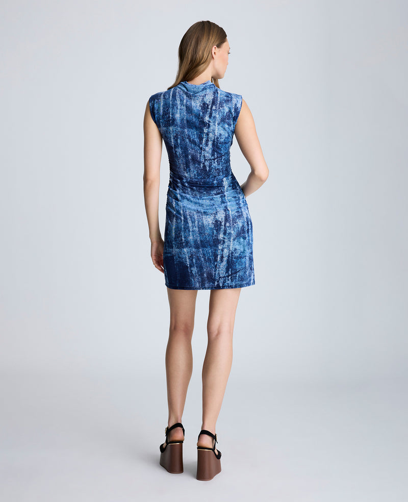 Kenneth Cole Side Rouched Pullover Faux Wrap Mini Dress