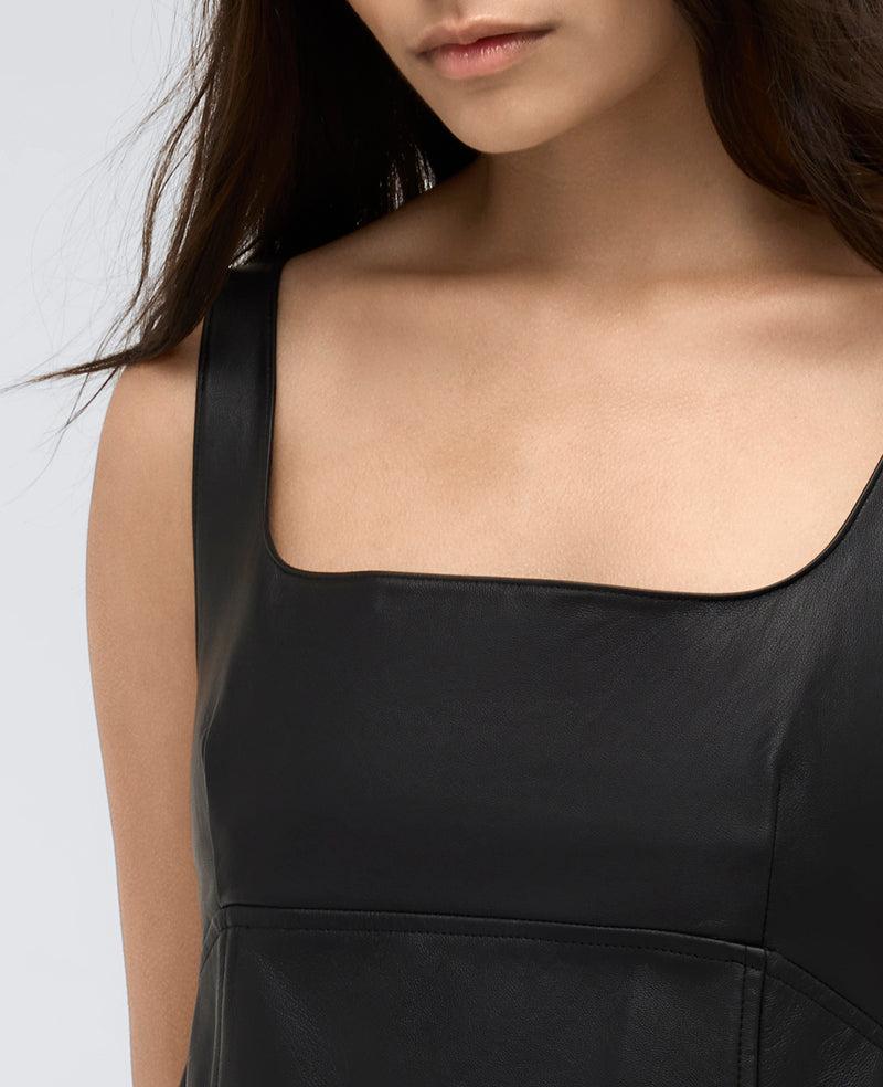 Kenneth Cole Site Exclusive Leather Open Back Strap Shift Dress